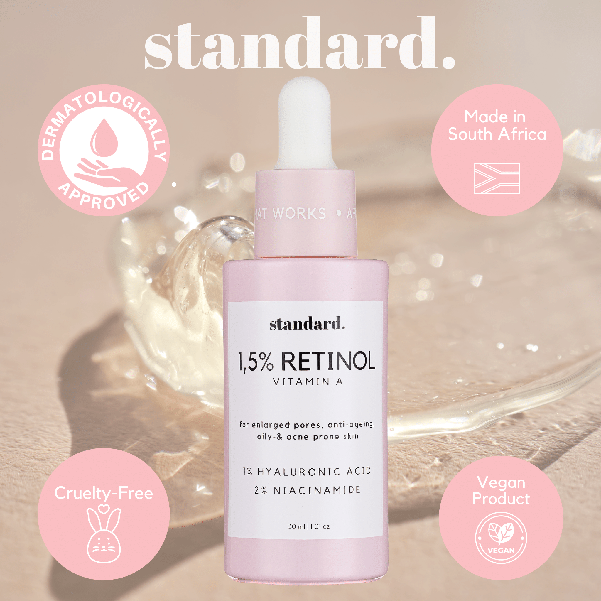 Retinol 1,5% (Vitamin A) Serum with Niacinamide & Hyaluronic Acid - 30ml