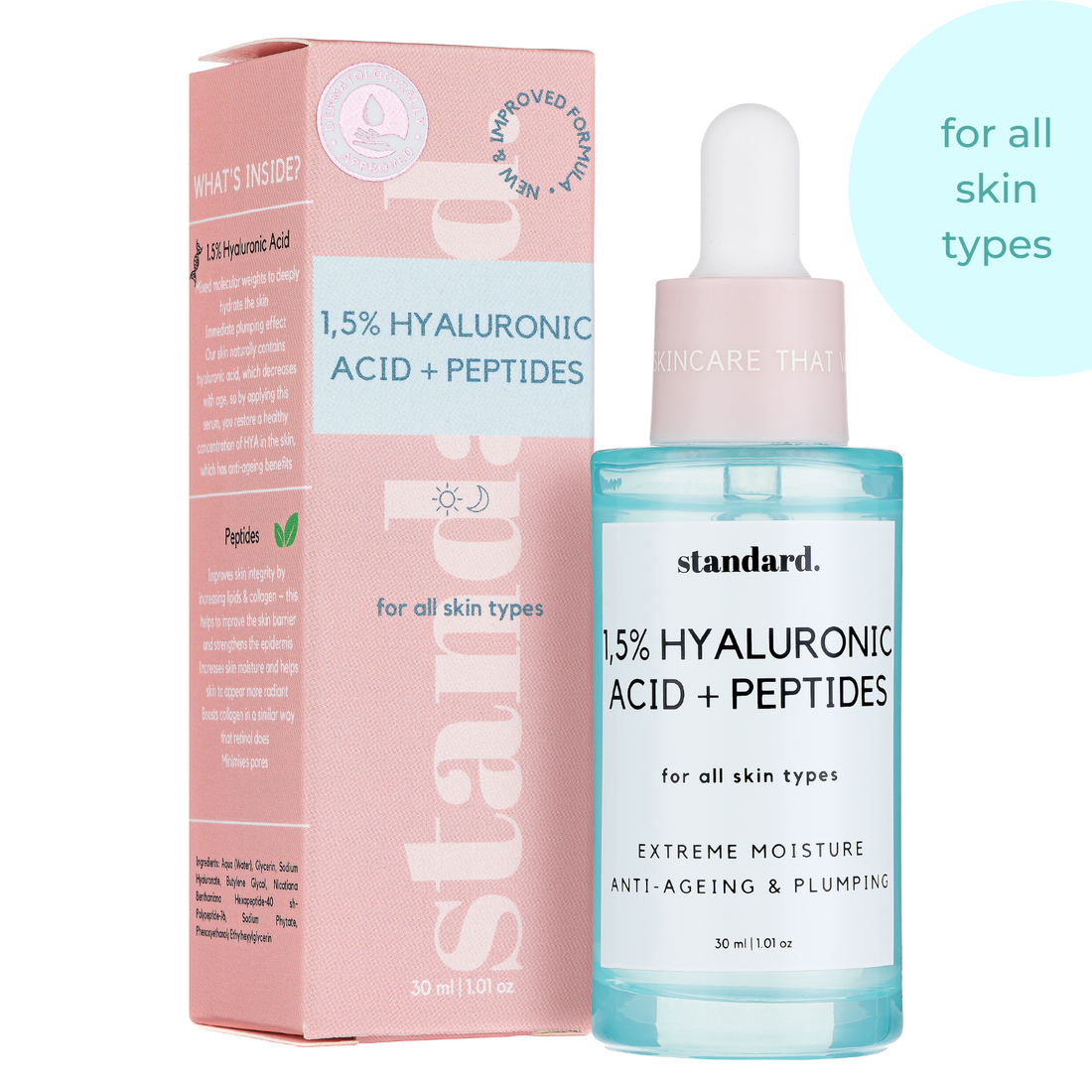 Hyaluronic Acid 1,5% &amp; Peptides Serum - 30ml