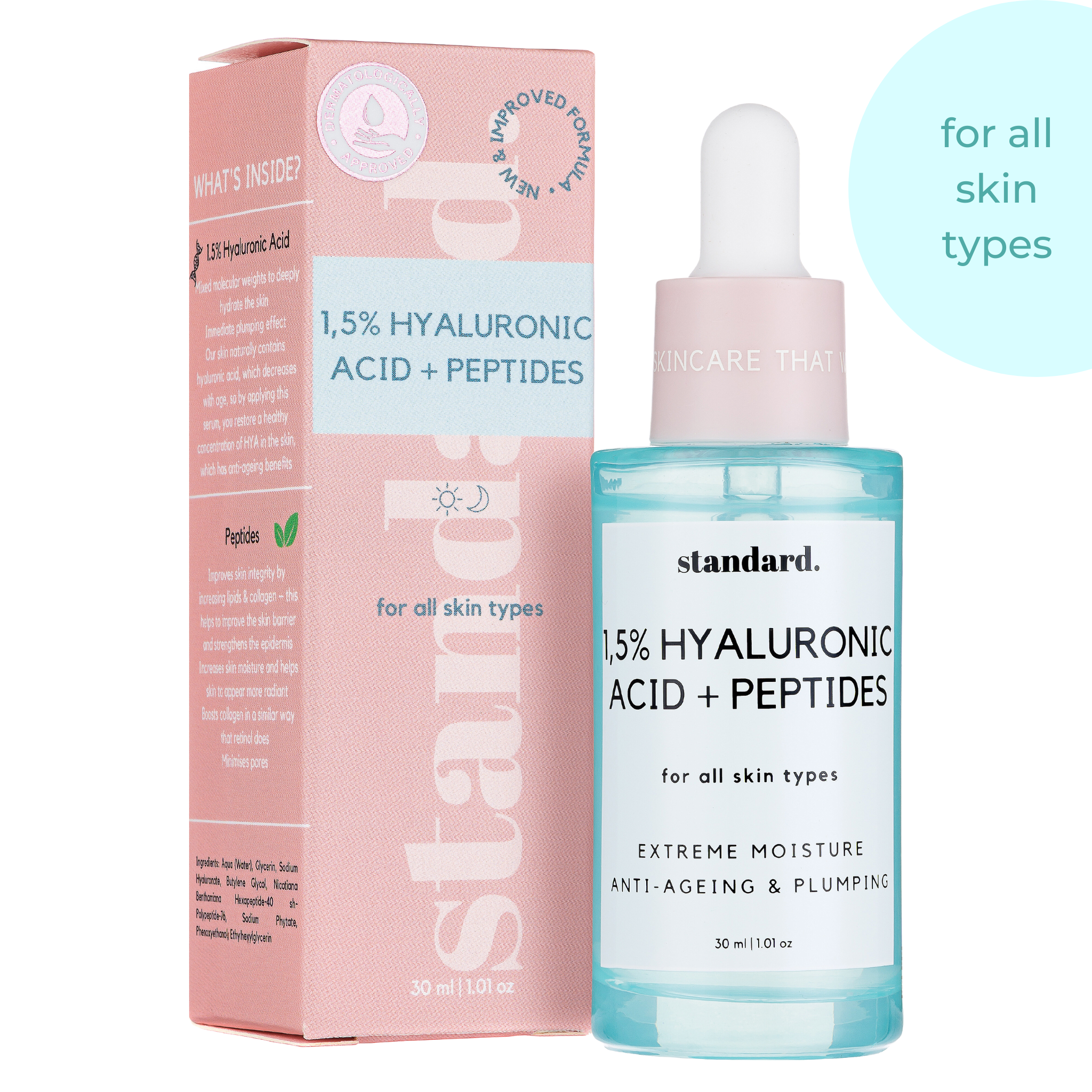 Hyaluronic Acid 1,5% &amp; Peptides Serum - 30ml