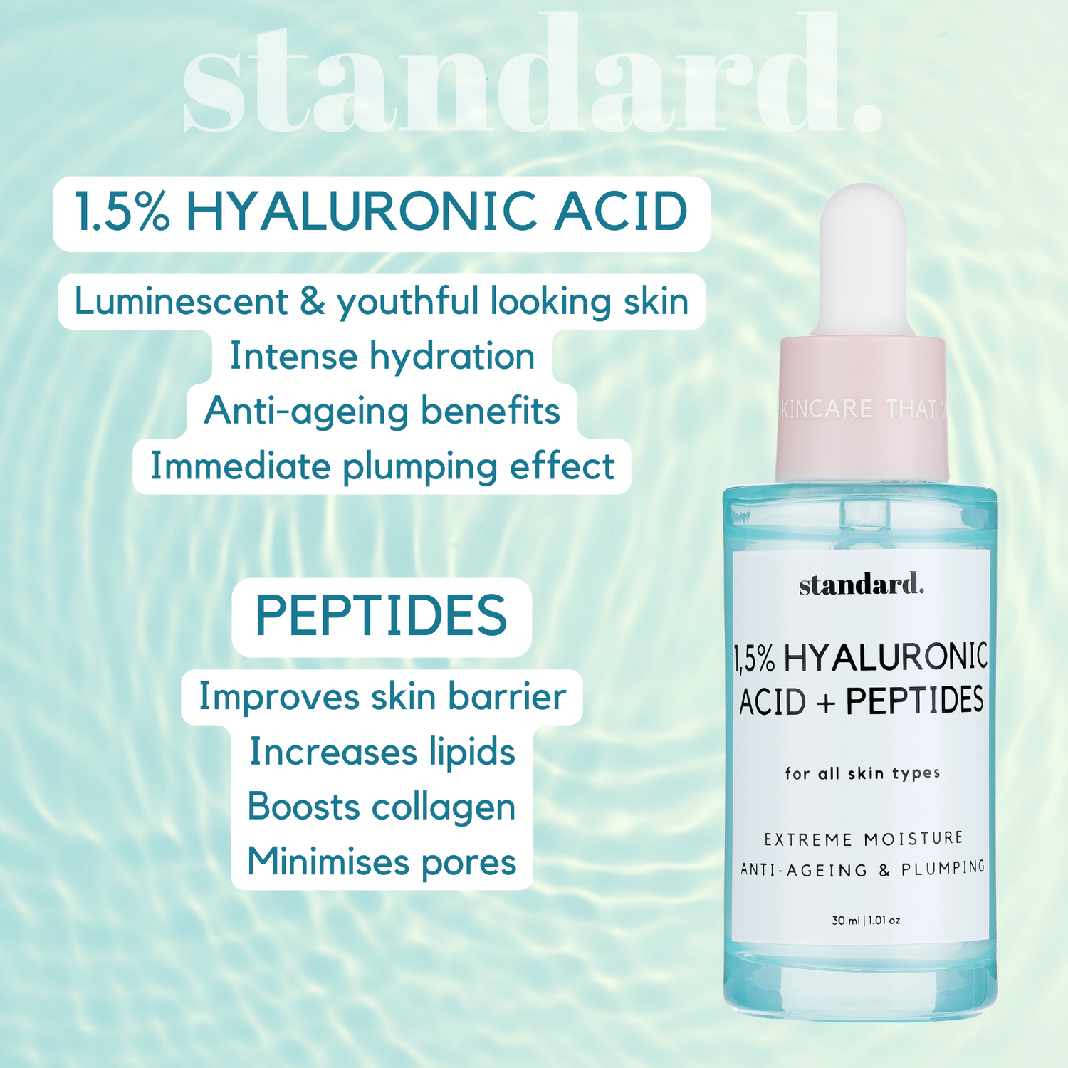 Hyaluronic Acid 1,5% &amp; Peptides Serum - 30ml