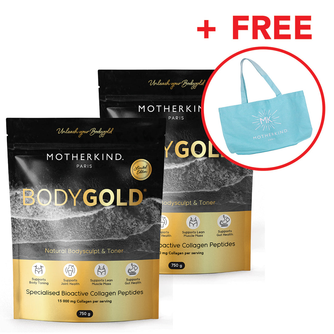 BodyGOLD Collagen Bundle 2 x 750g - LIMITED EDITION + FREE GIFT